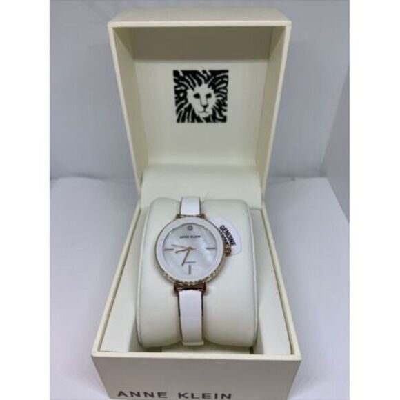 Anne Klein AK/3620WTST Women's White Metal Analog Dial Watch & Bracelet JAA15 - Picture 1 of 10